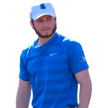 Vector image of golfer in a blue shirt standing
