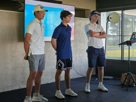 IJGA students listening to a character session led by Mrs. Mindy Hopman, focused on motivation and leadership in golf.